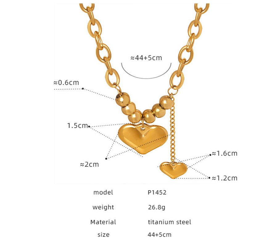 Non-Fading Clavicle Chain Titanium Steel 18K Gold Love Pendant Necklace