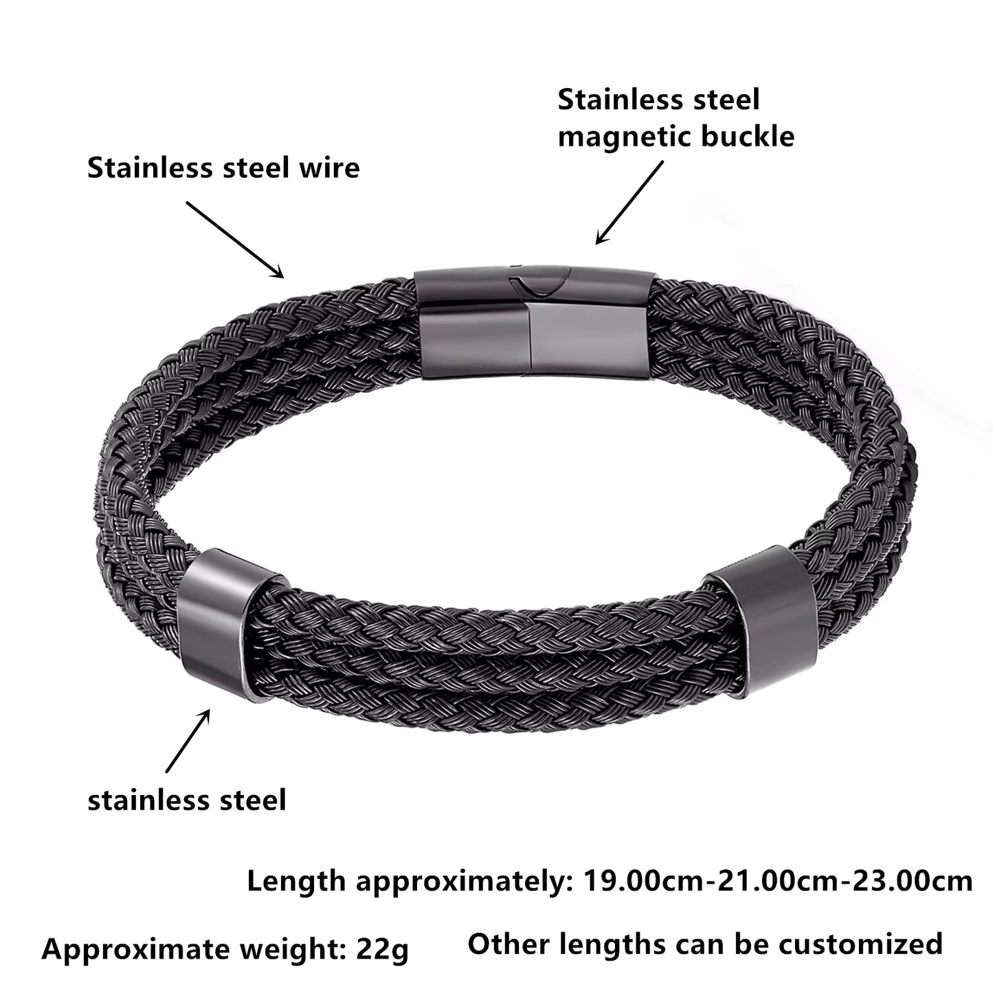 Fashion New Charm Magnetic Multi Color Men Stainless Steel Bracelet & Steel Wire Braided Bracelet Trendy Unisex Jewelry Pulseira
