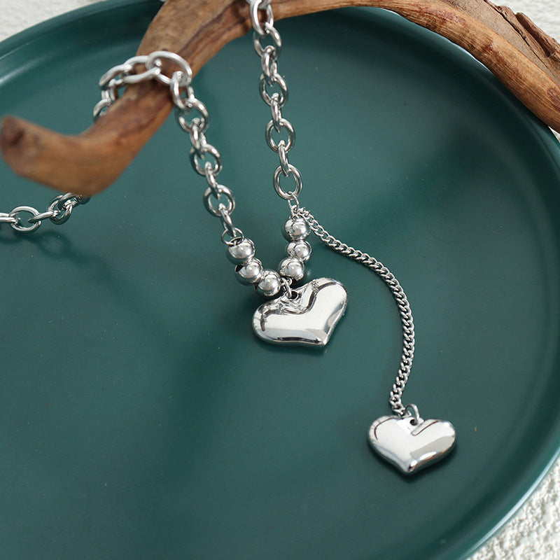 Non-Fading Clavicle Chain Titanium Steel 18K Gold Love Pendant Necklace