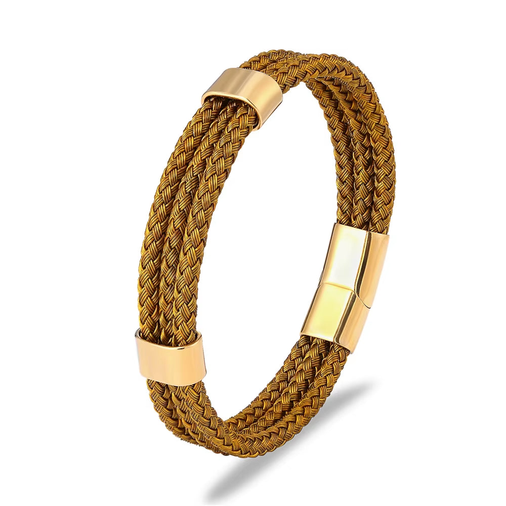 Fashion New Charm Magnetic Multi Color Men Stainless Steel Bracelet & Steel Wire Braided Bracelet Trendy Unisex Jewelry Pulseira