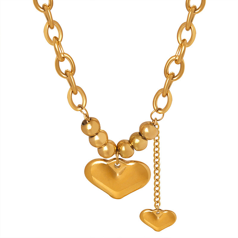 Non-Fading Clavicle Chain Titanium Steel 18K Gold Love Pendant Necklace