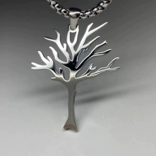 Titanium Steel Tree of Life Pendant Necklace Hip Hop Style High Quality Stainless Steel Jewelry for Men and Women Free Shipping